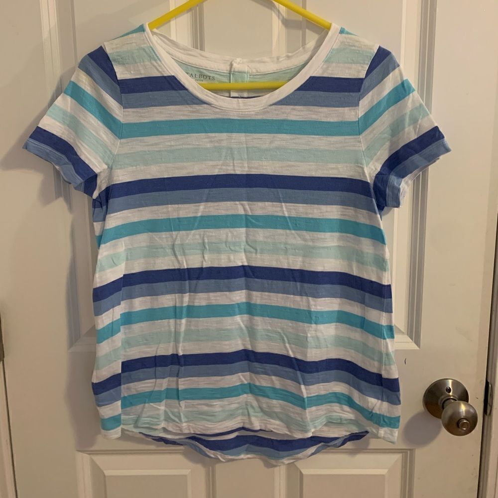 Talbots large petite striped blue shirt
